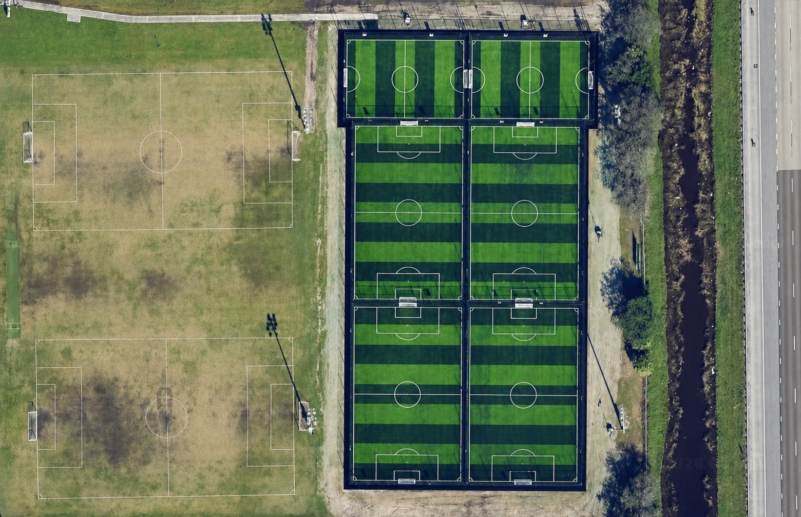 Aerial view of soccer fields in Boca Raton